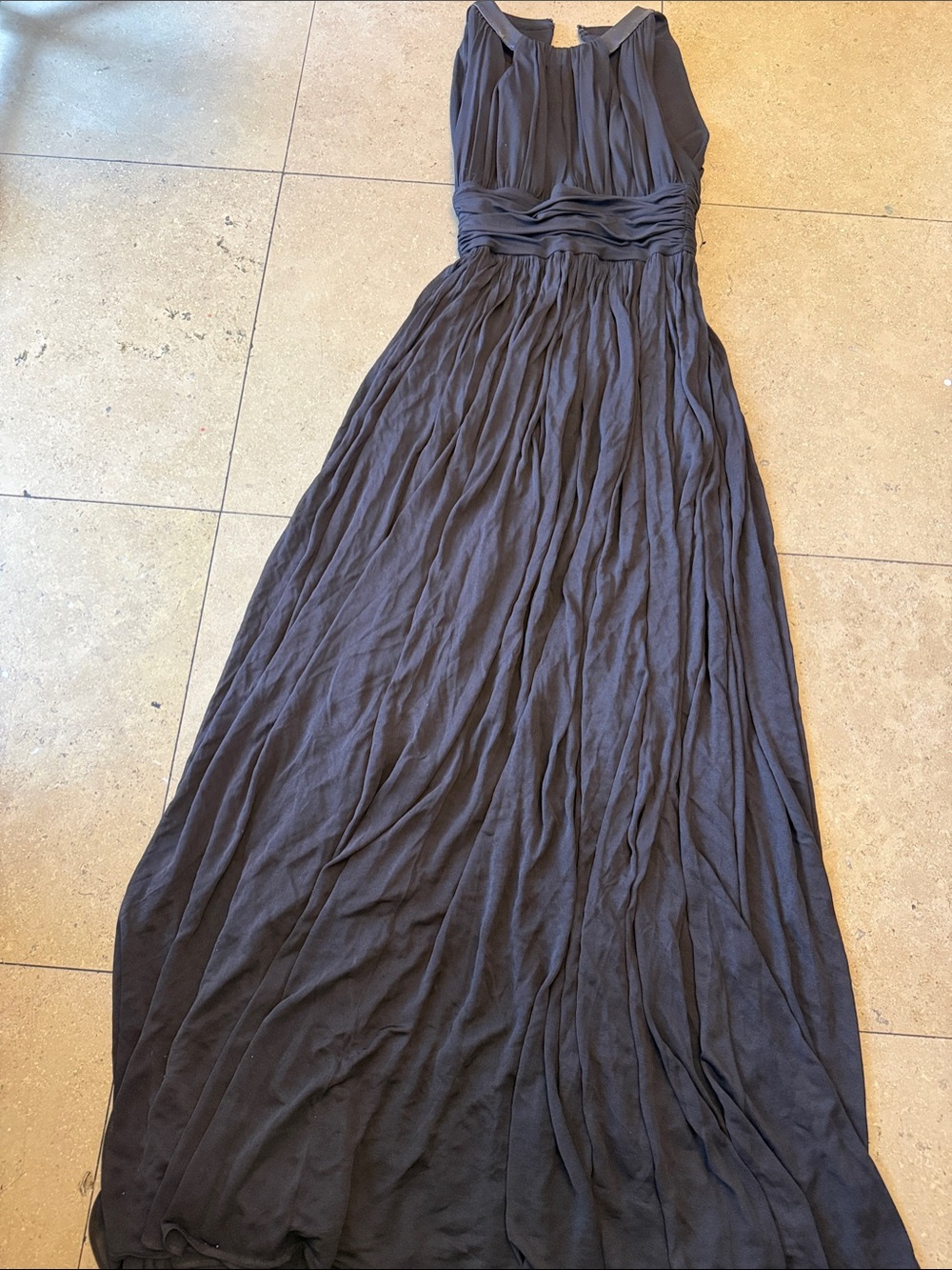 Michael Kors Collection Charcoal Maxi Dress with Ruched Waist